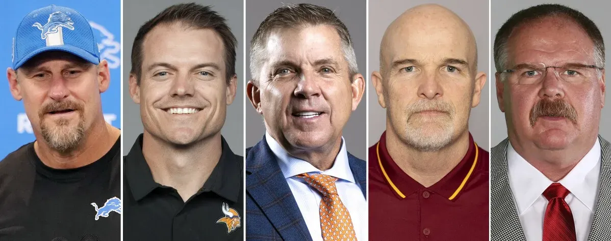 خمسة مدربين بارزين مرشحين لجائزة مدرب العام في جوائز AP NFL، تشمل دان كامبل وكيفن أوكونيل وشون بايتون ودان كوين وآندي ريد.
