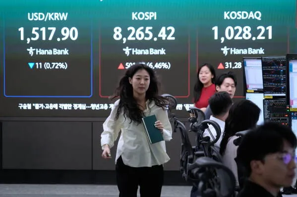 ارتفاع مؤشر Kospi الكوري الجنوبي إلى 8,265.42 نقطة، مع تفاعل المتداولين في سوق الأسهم، وسط أجواء إيجابية بعد تصريحات ترامب حول إيران.