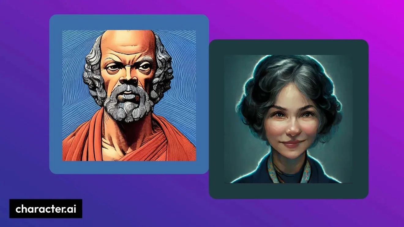 رسمان رقميان لشخصيتين تعبّران عن تقنيات الذكاء الاصطناعي في روبوتات المحادثة لشركة Character.AI قبل استحواذ Disney.