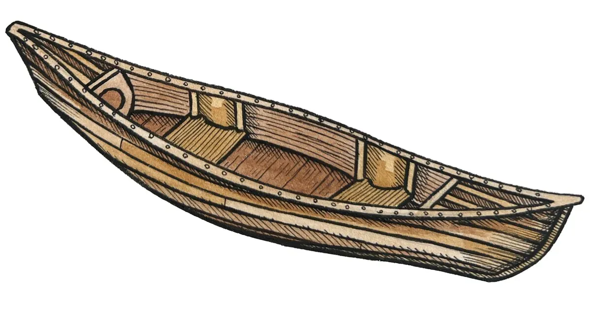 زورق خشبي صغير، يرمز إلى الذكريات الشخصية والتقاليد العائلية التي تُفقد خلال الكوارث الطبيعية.