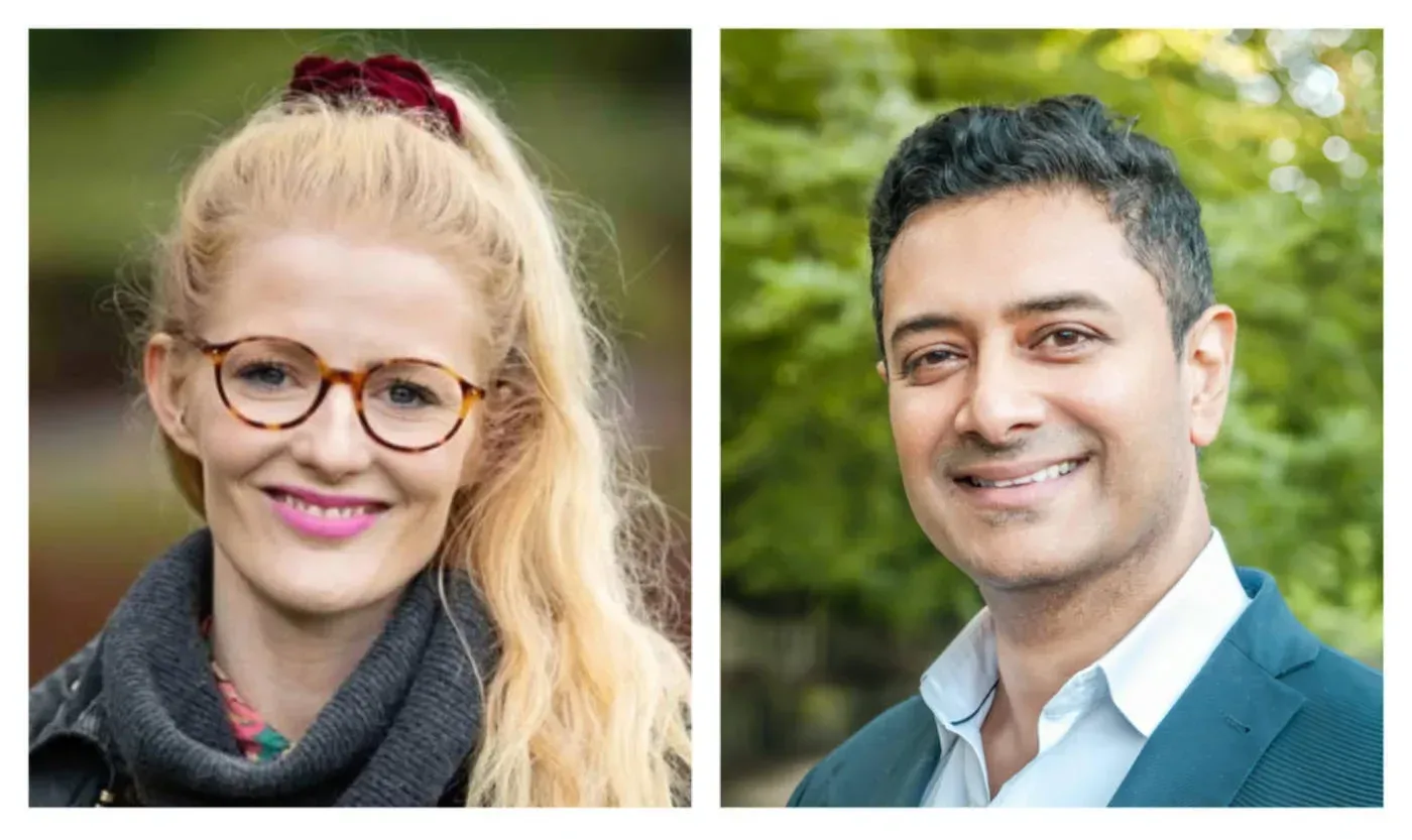 صورة لمرشحي حزب الخضر في الانتخابات الفرعية في مانشستر الكبرى، هانا سبنسر وفيصل رضا خان، اللذان يتمتعان بخلفيات سياسية واجتماعية متنوعة.