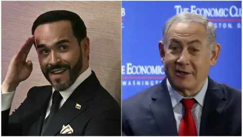 وزير الخارجية الكولومبي عمر بولا إسكوبار ورئيس الوزراء الإسرائيلي بنيامين نتنياهو خلال محادثات تعزيز العلاقات الثنائية بين البلدين.
