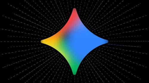 شعار Gemini 4 Argon الملون بألوان قوس قزح على خلفية سوداء مع خطوط متجهة، يعكس نموذج الذكاء الاصطناعي الطليعي من Google المتخصص في البرمجة والأمن السيبراني.
