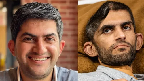 مقارنة بين صور الصحفي الفلسطيني مجاهد بني مفلح قبل وبعد ستة أشهر من الاعتقال الإسرائيلي والتعذيب، تظهر تغيراً كبيراً في صحته الجسدية والنفسية.