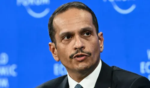 رئيس الوزراء القطري الشيخ محمد بن عبد الرحمن آل ثاني يتحدث خلال مؤتمر، داعياً لوقف فوري للحرب الأمريكية الإسرائيلية على إيران.