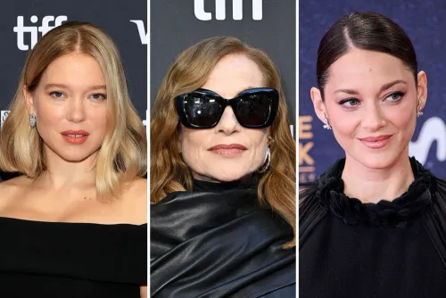 نجوم السينما الفرنسية إيزابيل أوبير، وماريون كوتيار، وليا سيدو في مهرجان الفيلم الفرنسي الأمريكي بلوس أنجلوس 2023.