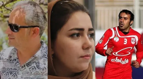 صور لعدد من الأشخاص الذين قُتلوا خلال الاحتجاجات في إيران، بينهم إجمين مسيحي، مجتبى ترشيز، وأكرم بيرغازي، مع خلفية عن الأحداث.